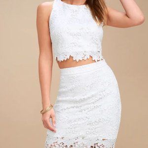 Lulus Two-Piece White Lace Dress Size Small WORN ONCE